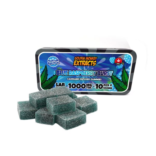 Golden Monkey Extracts – High Dose 1000mg THC Gummy – Blue Raspberry Burst