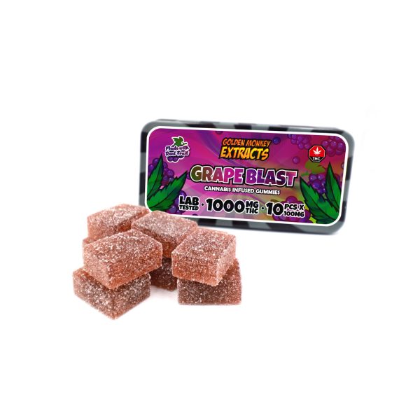 Golden Monkey Extracts – High Dose 1000mg THC Gummy – Grape Blast
