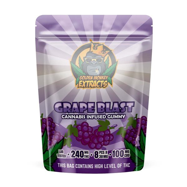 Golden Monkey Extracts – Grape Blast Gummies 240mg THC/CBD