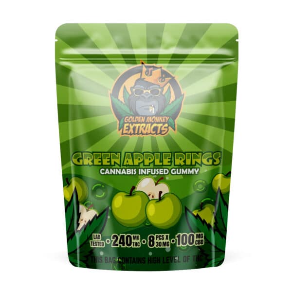Golden Monkey Extracts – Green Apple Rings Gummies 240mg THC/CBD