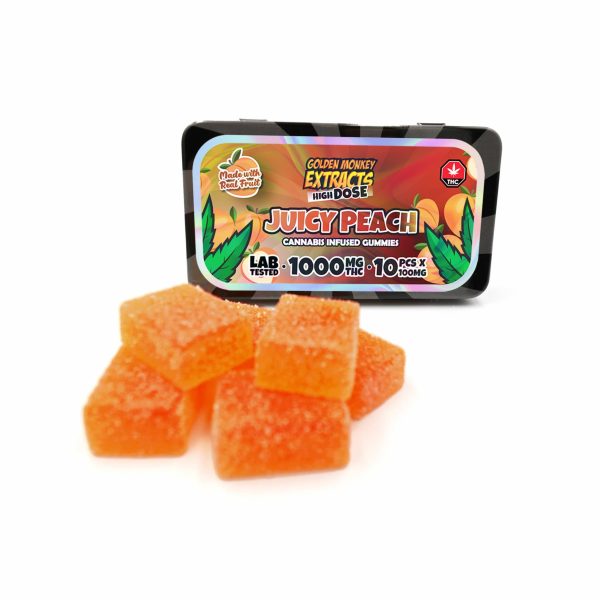 Golden Monkey Extracts – High Dose 1000mg THC Gummy – Juicy Peach