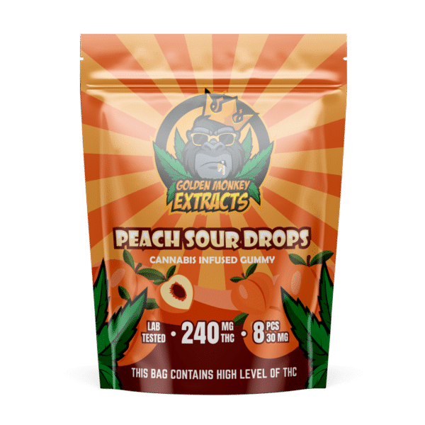 Golden Monkey Extracts – Peach Sour Gummies 240mg THC