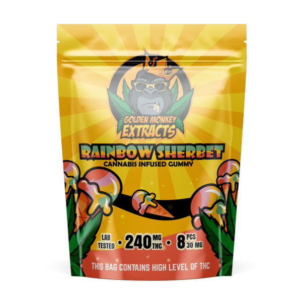 Golden Monkey Extracts – Rainbow Sherbet Gummies 240mg THC