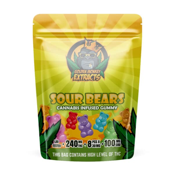 Golden Monkey Extracts – Sour Bears Gummies 240mg THC/CBD