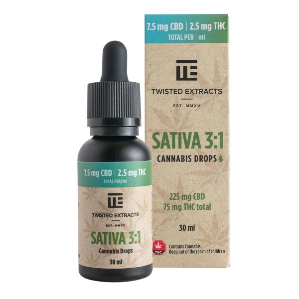 Twisted Extracts - Sativa 3:1 Cannabis Oil Drops (75mg THC + 225mg CBD)