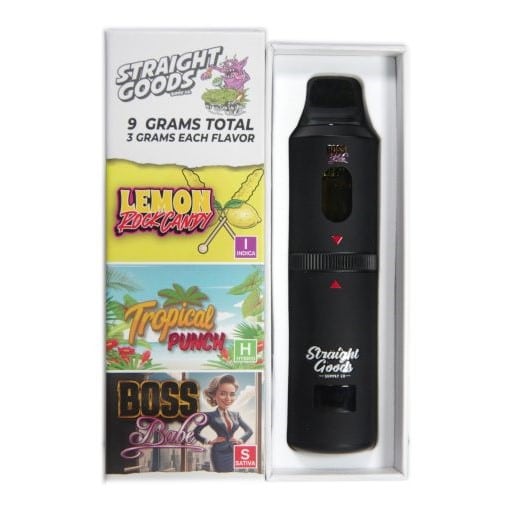 Straight Goods - Triple Chamber Disposable Vape (3 Grams + 3 Grams + 3 Grams) - Lemon Rock Candy + Tropical Punch + Boss Babe