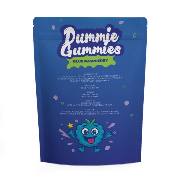 Alternative view of Dummie Gummies – Blue Raspberry 1000mg THC Gummies